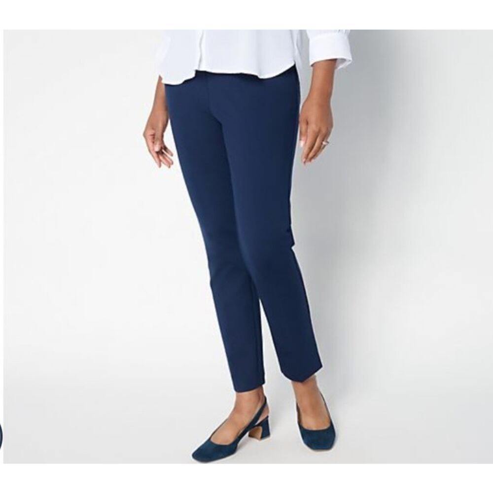 Susan Graver Large Navy Every Day Smart Ponte 350 Slim Ankle Pants A700446 NWOT